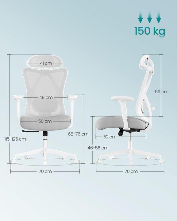 Image du produit Songmics Bürostuhl mit verstellbarer Lendenstütze und Kopfstütze (46 - 56 cm)