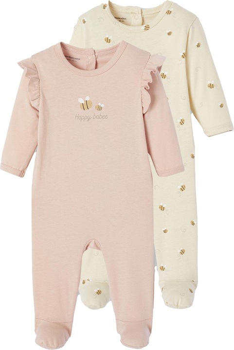 Vertbaudet Bio-Kollektion: 2er-Pack Baby Strampler mit Bienen