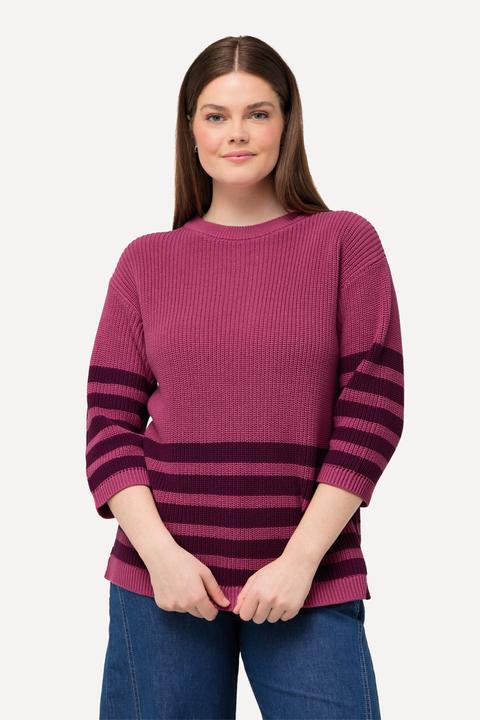 Produktbild Ulla Popken Pullover, Streifen, Boxy, Rundhals, 3/4-Arm (56)