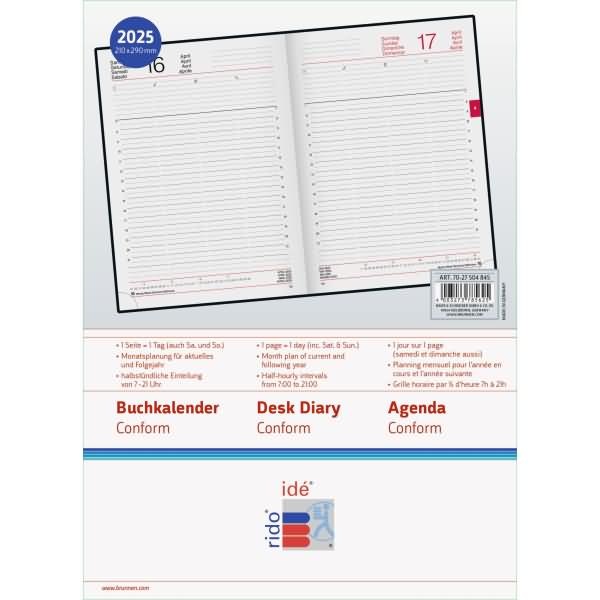 Image du produit Rido Calendrier-livre en similicuir gris (210 x 297 mm, Couverture rigide, Italien, Français, Anglais)