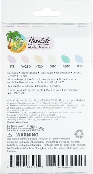 Produktbild Ohuhu Honolulu Kunstmarker (6 Stk.) - Pastellfarben (Pastellfarben, 6 x)