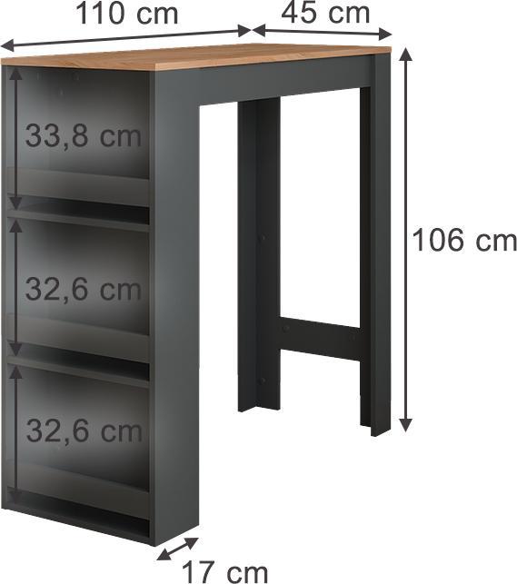 Actual product image Vicco Bar table Repose, Gold power oak/anthracite, 45 x 110 cm
