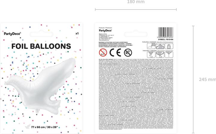 Immagine prodotto Partydeco Palloncino in foil Colomba (77 cm) (1 x)