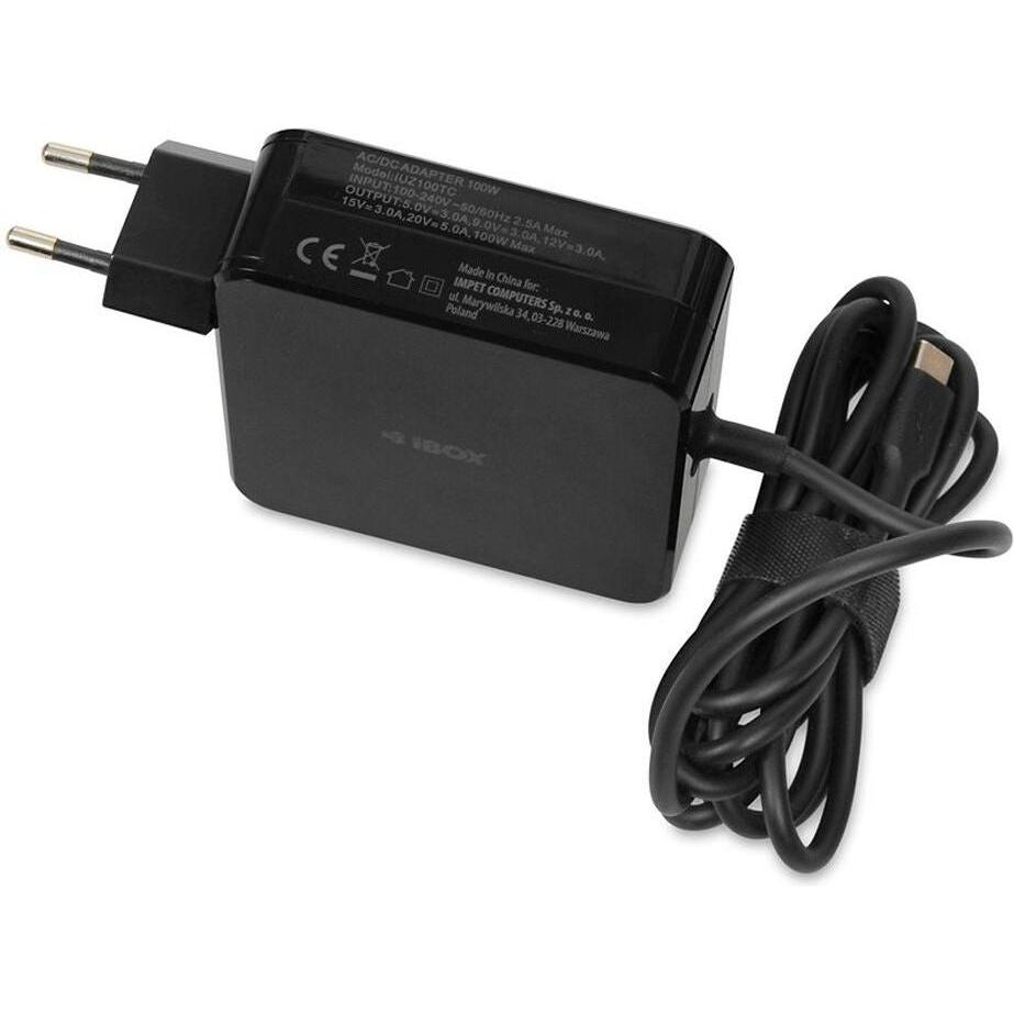 iBox Zasilacz Uniwersalny Do Laptopa I-Box Iuz100tc Type-C Power Delivery 100w (100 W), Alimentatore per notebook, Nero