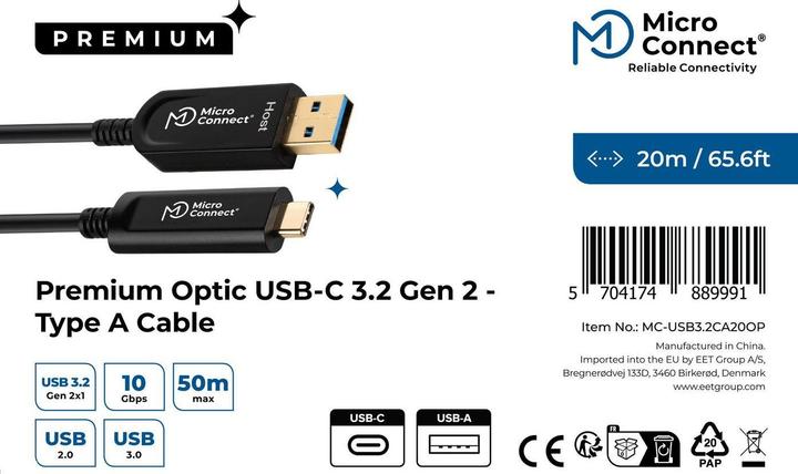 Actual product image MicroConnect USB A – USB C (20 m, USB 3.2 Gen 2, 5 W)
