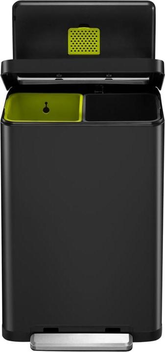 Actual product image EKO Waste separation system X-Cube pedal bin black 2 x 20 L made of brushed stainless steel with (40 l)
