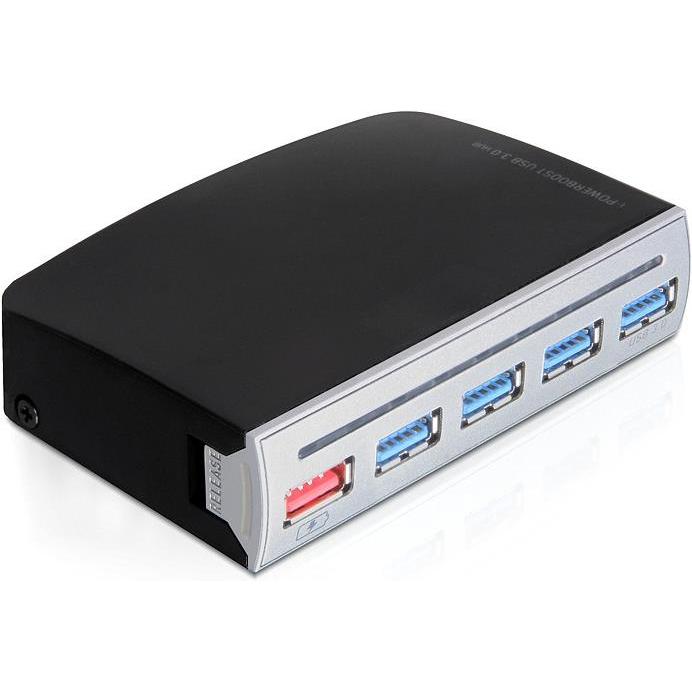Delock 61898 (USB-B, 5 Ports), Dockingstation + USB Hub, Schwarz