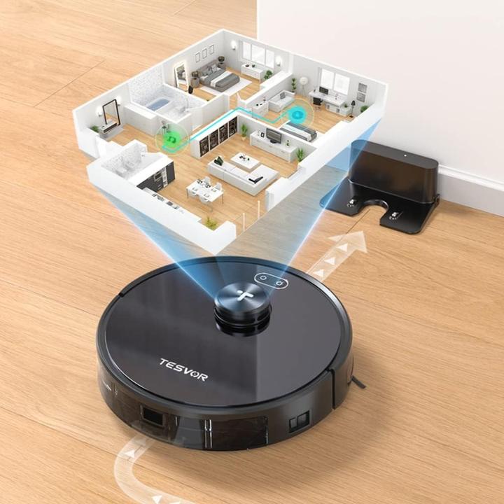 Produktbild Tesvor Staubsaugerroboter mit LiDAR-Navigation, 2200 Pa Saugkraft, 120 Min. Laufzeit, App-Steuerung (2200 Pa)