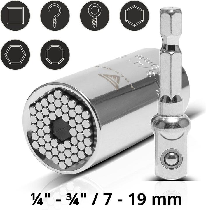 Produktbild Stahlwerk 3 x Universal-Steckschlüssel 7-19 mm Multifunktionsnuss für 3/8" (19 mm, 12 mm, 14 mm, 16 mm, 10  mm, 18 mm, 7 mm, 17 mm, 11 mm, 15 mm, 8 mm, 9 mm, 13 mm)