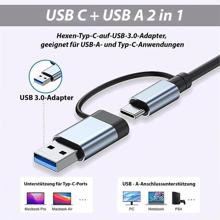 Produktbild Inca Adapter IUTP-7T USB C/A 5Gbit/s (USB-A, USB-C, 7 Ports)