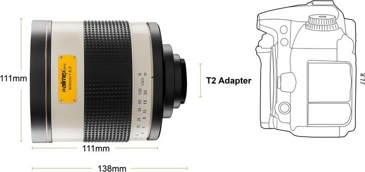 Produktbild Walimex 800/8,0 DSLR Spiegel Sony A (Canon EF, Vollformat, APS-C / DX)