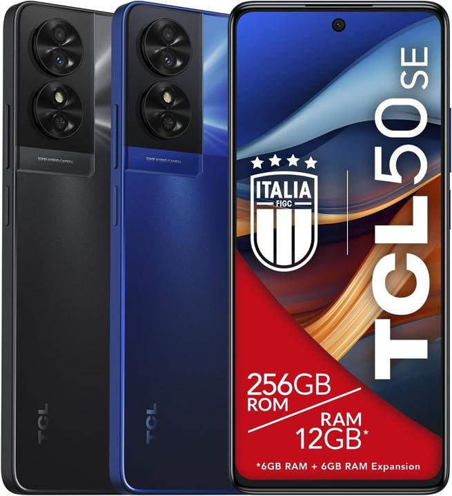 Immagine prodotto TCL Smartphone 4G display FHD+ 90 Hz, 256 GB, 12 GB RAM, camera 50 MP, batteria 5010 mAh (256 GB, Blu, 6.78", Doppia SIM, 4G)