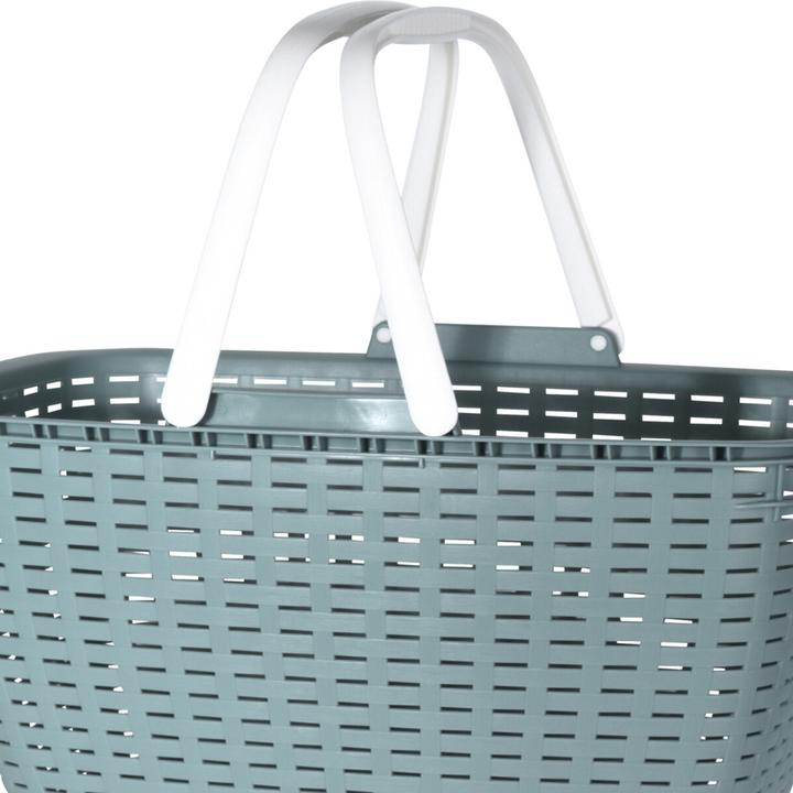 Actual product image Mojawo Tragbarer Einkaufskorb Wäschekorb Wäschesammler Henkel 23 Liter Grün (23 l)