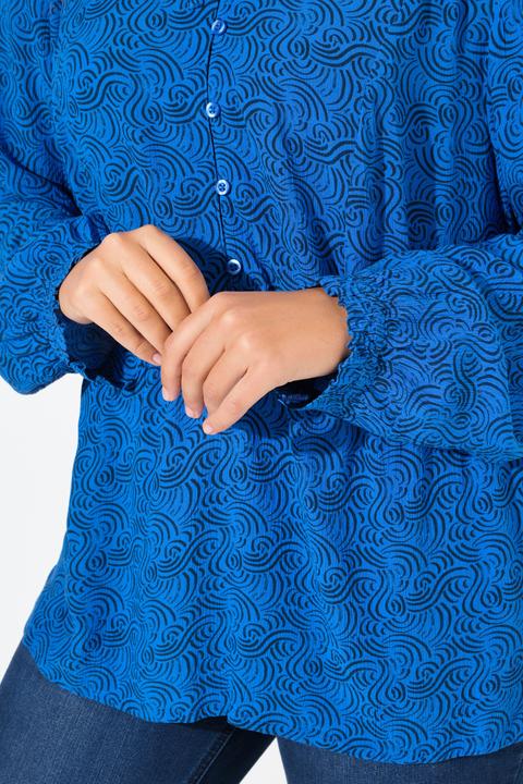 Actual product image Ulla Popken Wave Print Long Sleeve Blouse (58)