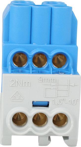 Actual product image Elkutec Main conductor branch terminals, 25 mm², 400 V, 1 pole, blue