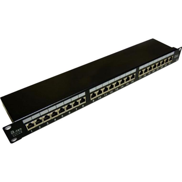 Alantec Gehäuseblende STP Cat.5 e 24 Porty LSA 1HE (PK006), Server Zubehör, Schwarz