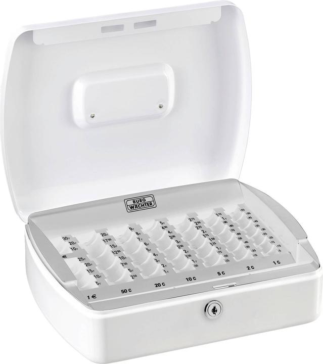 Actual product image Burg Wächter Cash box Office-Line W.255xH.75xD.200 mm white powder-coated steel incl. cylinder lock