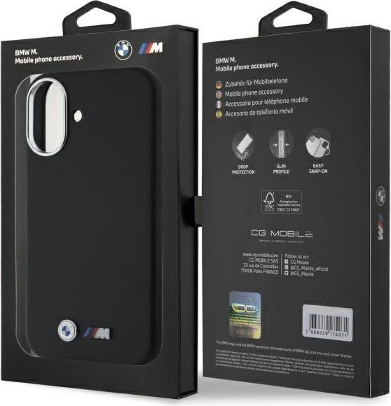 Produktbild BMW BMHCP16S23PMWK iPhone 16 6.1" czarny/black hardcase M Smooth Full Wrapped Metal (Apple iPhone 16)