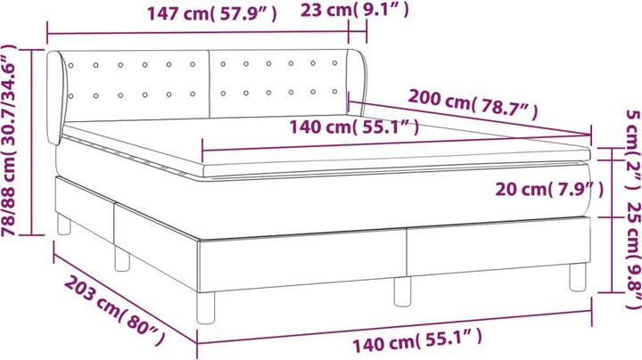 Actual product image vidaXL Boxspringbett (140 x 200 cm)