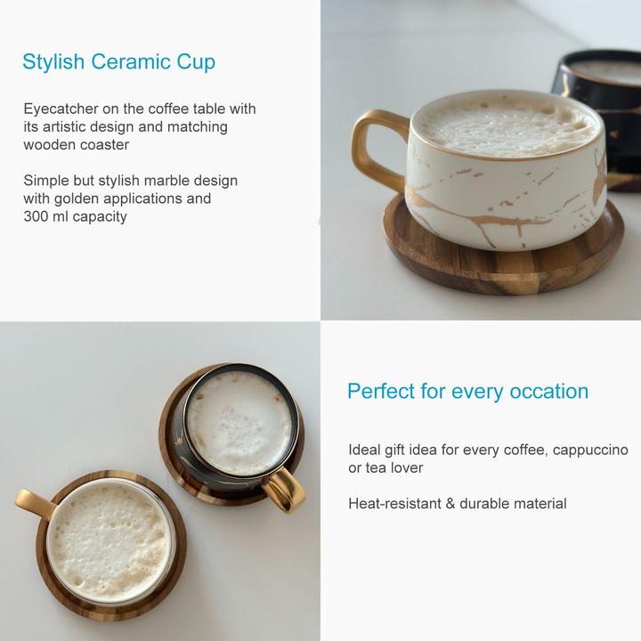 Image du produit Intirilife Tasse à thé avec soucoupe en bois (200 ml, 2 x)