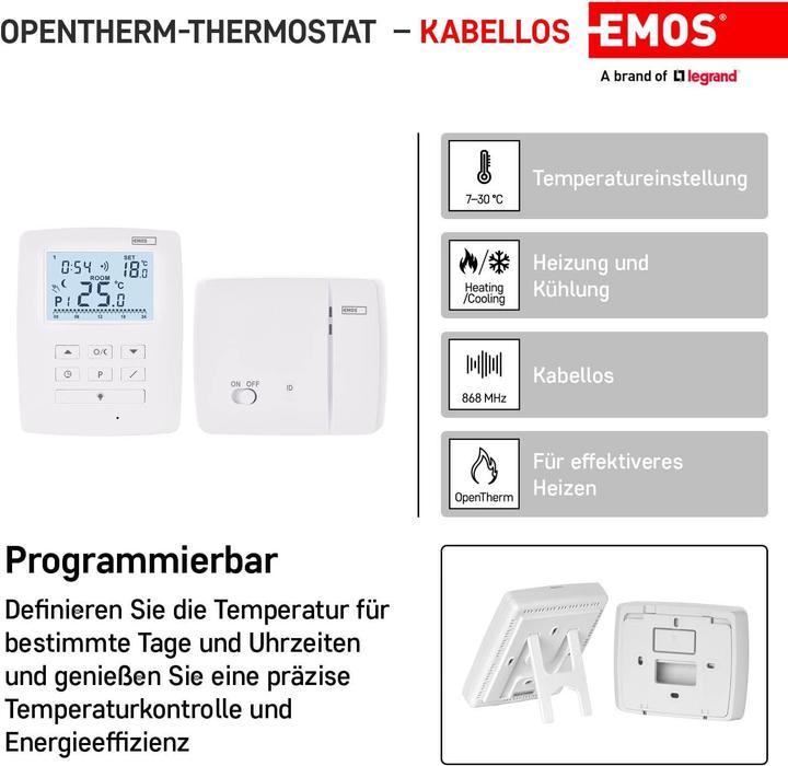 Produktbild Emos OpenTherm Raumthermostat P5611OT, programmierbar, kabellos