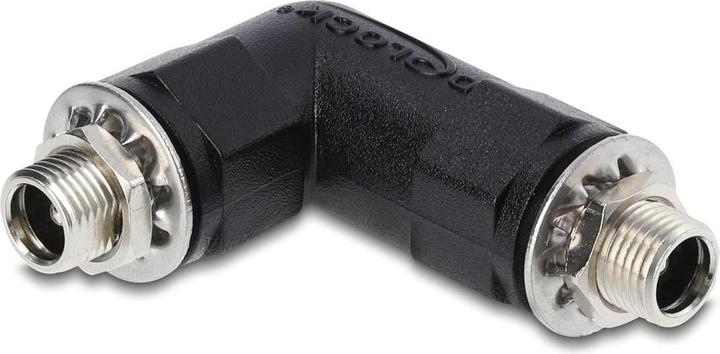 Produktbild Delock Hohlstecker Adapter DC 5,5 x 2,5 mm Buchse auf Buchse mit Gewinde gewinkelt 90Â°
