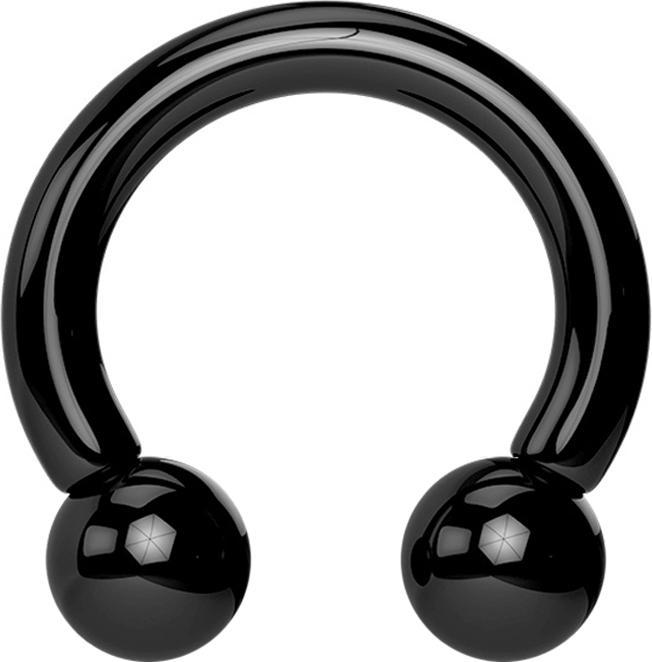 Actual product image Star Piercing Circular Barbell schwarz mit zwei Kugeln (Plastic, without brass)