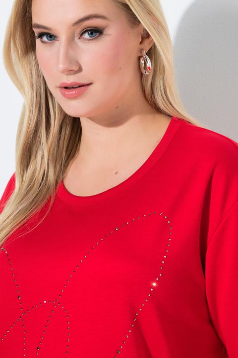Produktbild Ulla Popken Sweatshirt, Ziersteine, Rundhals, Halbarm, Modalmix (62)