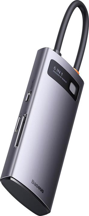 Productafbeelding Baseus Metal Gleam Series 6-in-1 Multifunctioneel Type-C HUB Docking Station Grijs Type-C naar (USB-C, 6 ports)