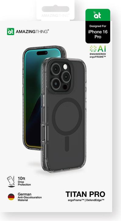 Produktbild Amazingthing Titan Pro Mag Case mit Magnetring für iPhone 16 Pro - Schwarz (Apple iPhone 16 Pro)