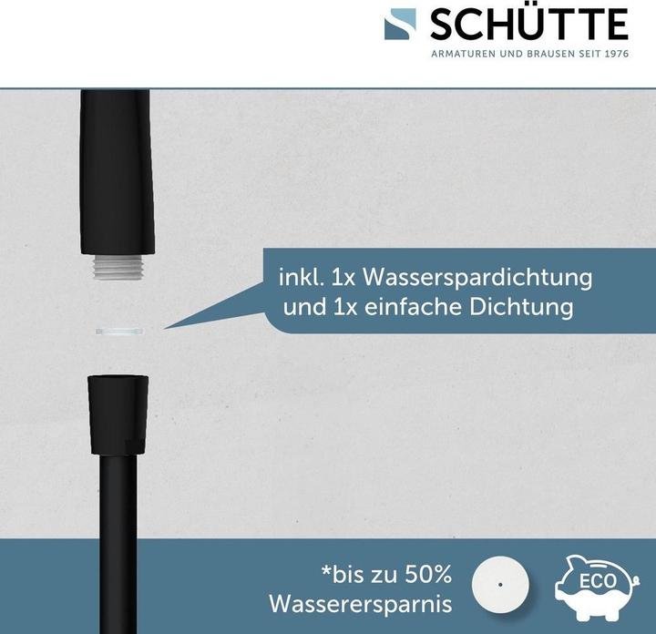 Produktbild Schütte Duschkopf Bad CAPRI Handbrause Schwarz matt Wassersparende Dichtung 60993 (3 Strahlarten, 8 l/min)