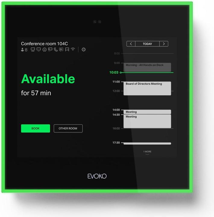 Actual product image Evoko Naso Room Manager Digital Door Sign 8 inch (20.32 cm) (Touch, 802.11b/g/n/ac, LAN 10/100/1000 (1024 x 768 pixels, 8")