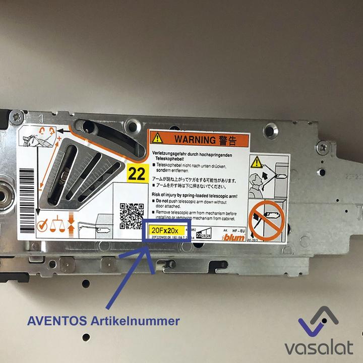 Produktbild Vasalat Blum Dämpfer 22K2034 für Klappenbeschlag Aventos HL/HS/HF Kraftspeicher, 2 Stück (1 Stk.)