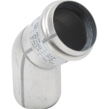 Blücher, Accessori per installazione sanitaria, bøjn.45.0gr.50mm - w.O-ring RF AISI 304.Alm RF stål