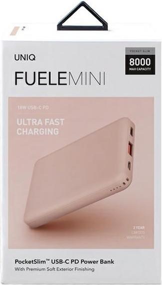 Produktbild Uniq Powerbank Fuele Mini 8000 mAh Rosa (8000 mAh, 18 W, 18 Wh)