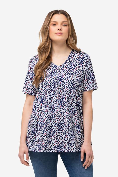 Produktbild Ulla Popken T-Shirt, Zierfalten, A-Linie, V-Ausschnitt, Halbarm (56)