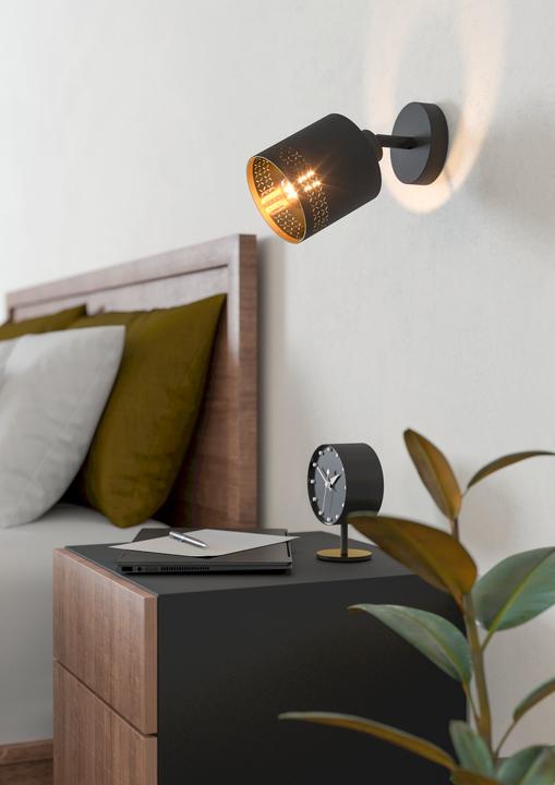 Produktbild EGLO Aufbauspot ESTEPERRA 1x E27, Schwarz/Gold (E27)