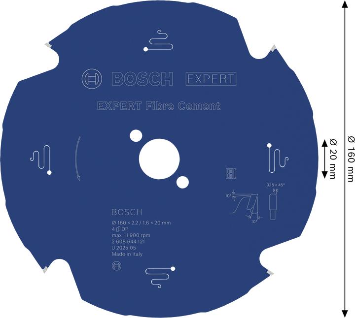 Actual product image Bosch Professional Zubehör Expert circular saw blade for fibre cement, 160 x 20 x 2.2 mm, 4