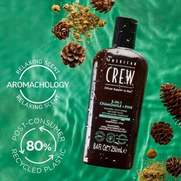 Produktbild American Crew 3-in-1 Chamomile & Pine Shampoo, Conditioner & Body Wash (1000 ml, Flüssiges Shampoo)