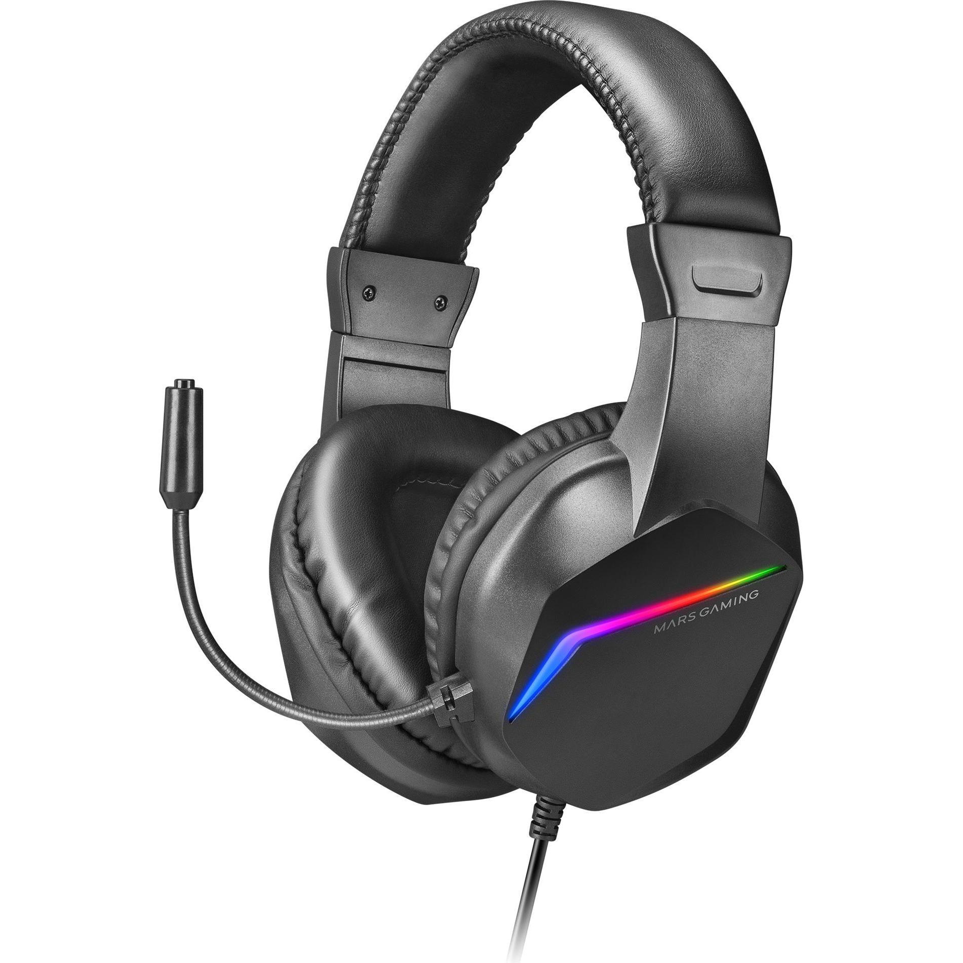 Mars Gaming Casque Micro Gamer MH122 RGB (Noir) (Cablato), Cuffie da gaming, Nero
