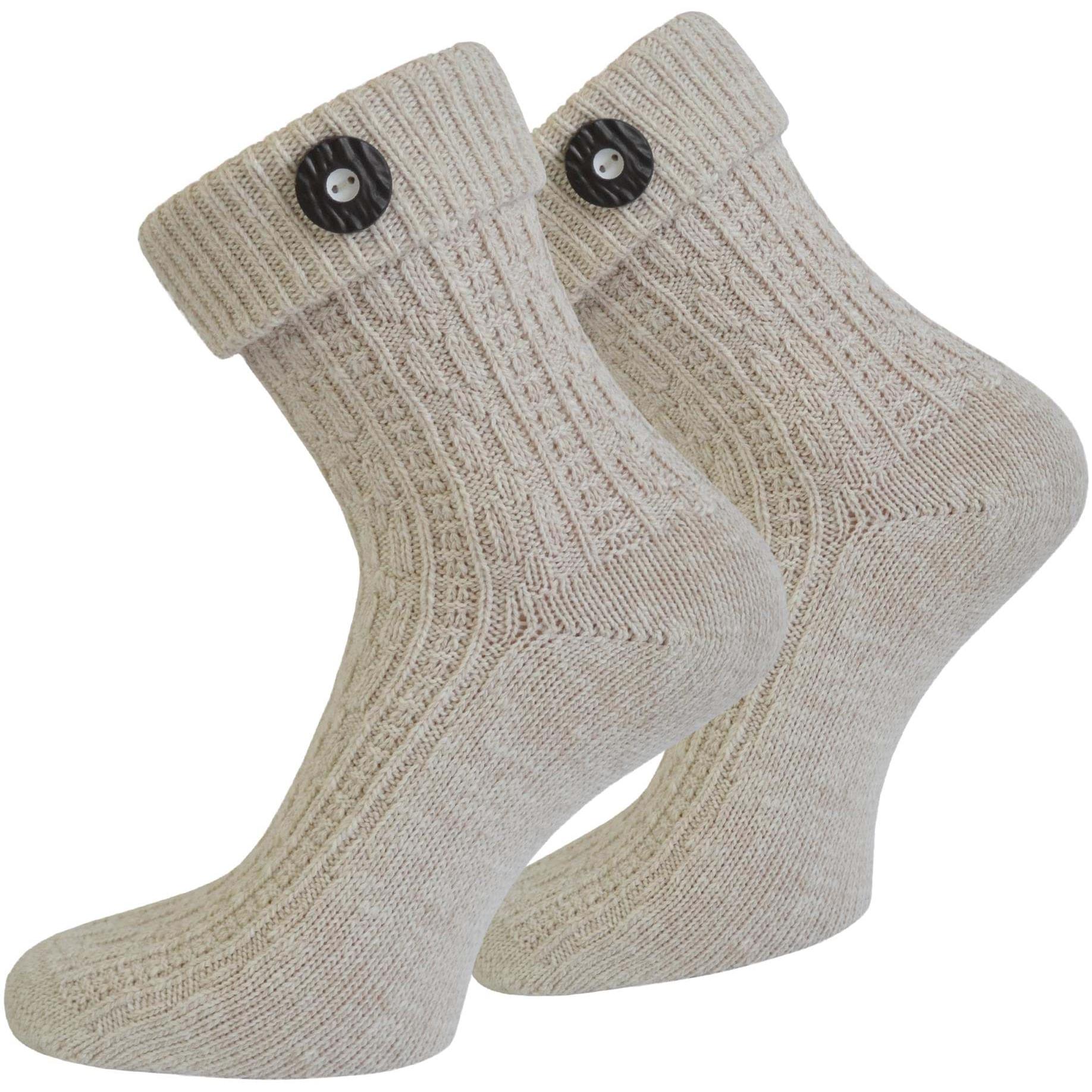 Normani, Unisex, Socken, Trachtensocken mit Knopf, Beige, (Einzelpack, 35 - 38)