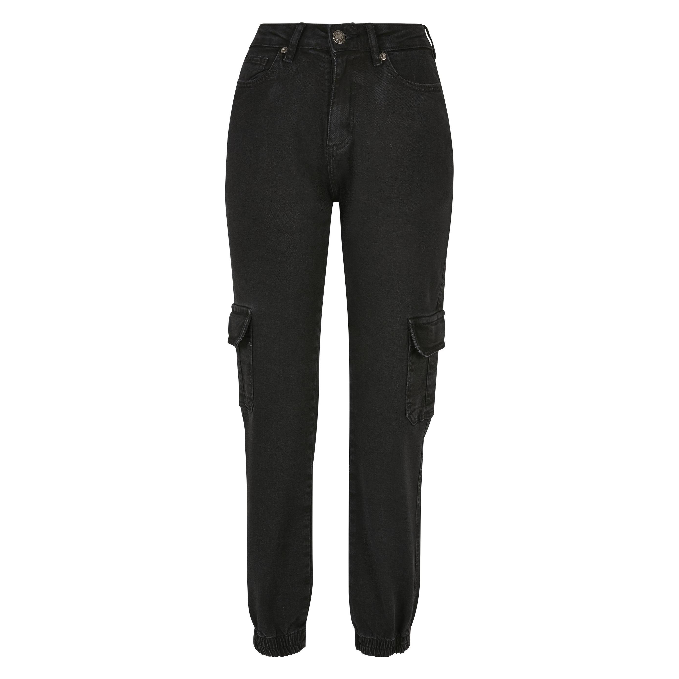 Urban Classics, Damen, Hosen, Ladies Organic Stretch Denim Cargo Pants, Schwarz, (28)