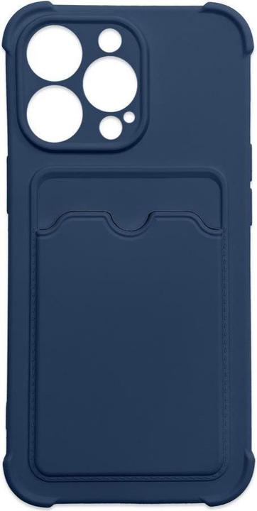 Hurtel Card Armor Case Pouch Cover for iPhone 13 Mini Card Wallet Silicone Air Bag Armor Case Navy Blue (Apple iPhone 13 mini)