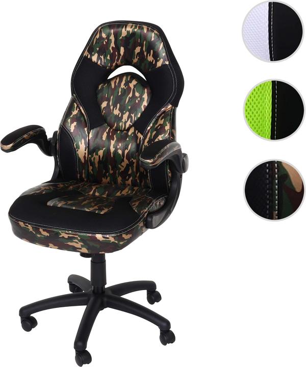Produktbild Swisshandel24 Bürostuhl HWC-K13, Drehstuhl Gamingstuhl, ergonomisch, verstellbare Armlehne, Kunstleder camouflag