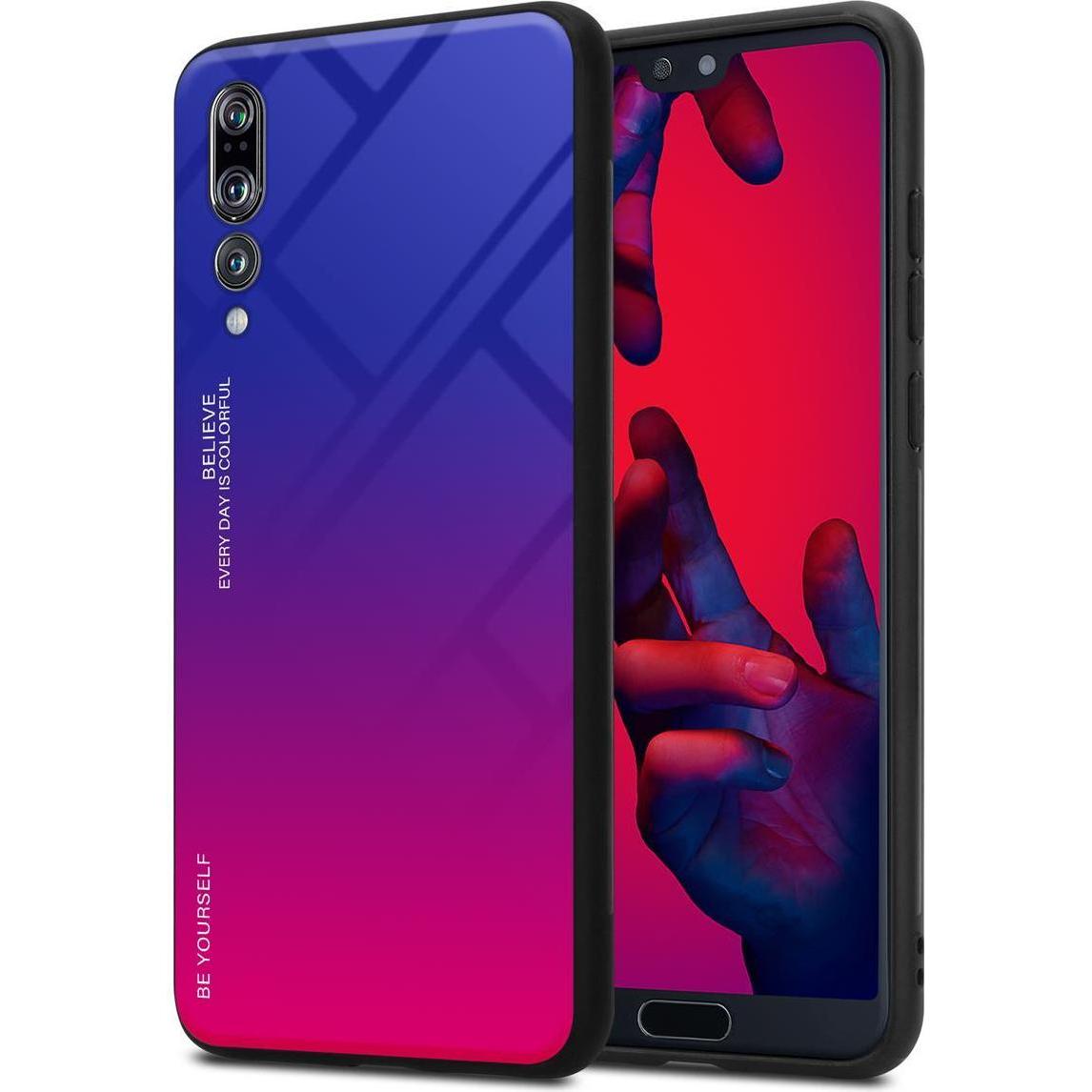 Cadorabo TPU 2 Farben Glas Cover (Huawei P20 Pro), Smartphone Hülle, Schwarz