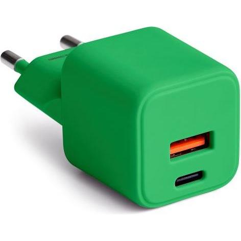 Forever COLORUM Wandladegerät USB-A + USB-C PD 30W CLS30-AC-04 xGreen (30 W), USB Ladegerät, Grün