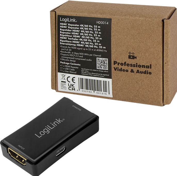 Actual product image LogiLink 4K HDMI Repeater, 25 m