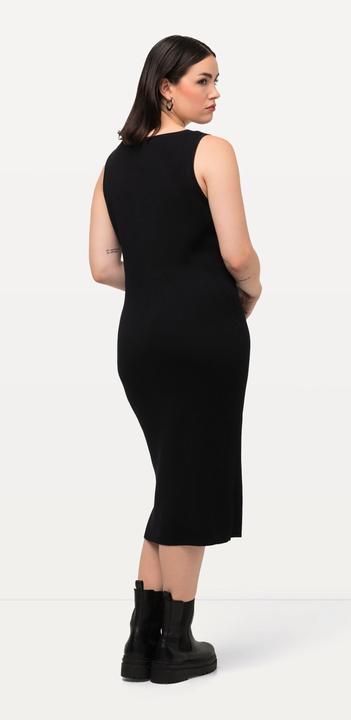 Produktbild Ulla Popken Strickkleid, Rippstrick, Slim, Midilänge, V-Ausschnitt, ärmellos (56)