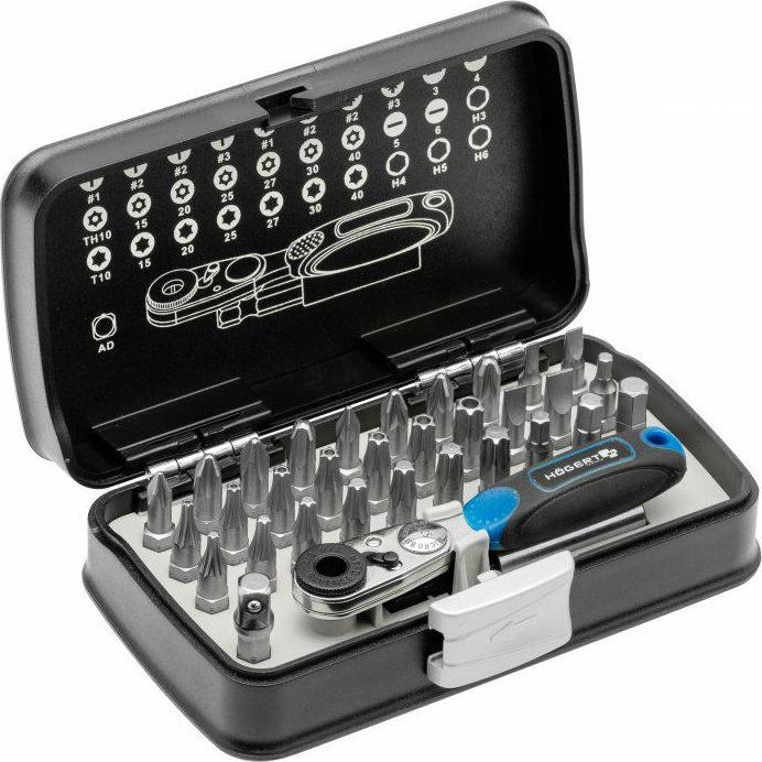 Actual product image Högert Screwdriver bit set with ratchet, 33 pcs. (Screw slot)