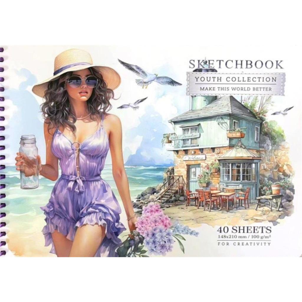 NoName, Quaderni + Bloc notes, Skizzenbuch A5/40K, glatt, rund, Cafe FRESH (A5)